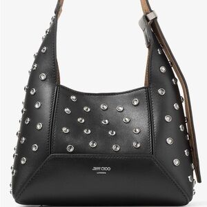 Jimmy Choo Diamond Hobo Black Leather Bag